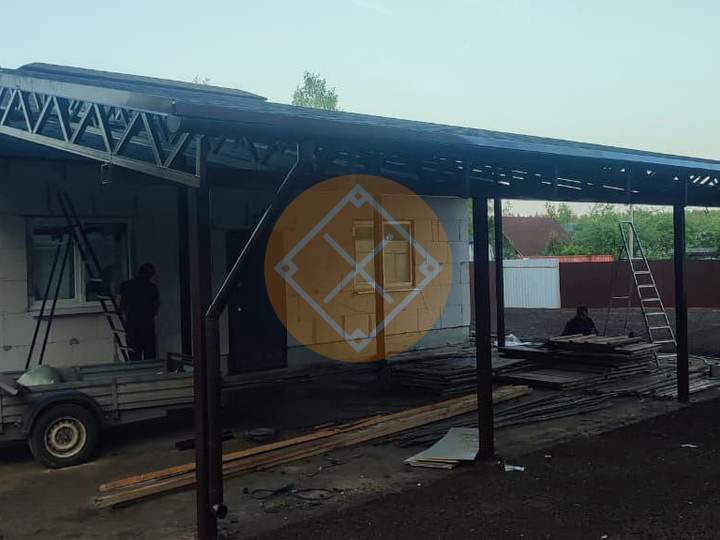 односкатный навес для трех и более автомобилей