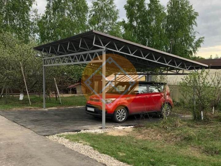 навес для автомобилей с односкатной крышей