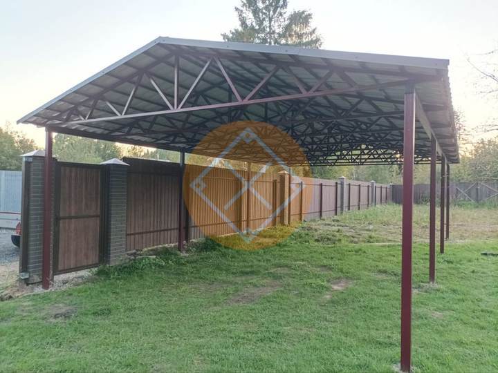 двускатный навес из металлопрофиля