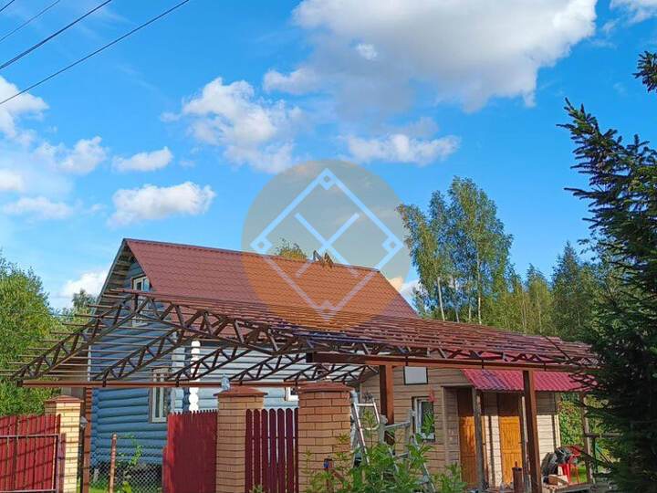 стальной каркас для навеса двускатной формы