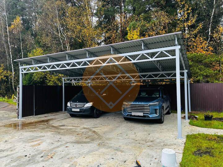 навес для двух автомобилей с односкатной крышей