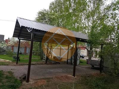 Двускатный навес из профлиста для авто