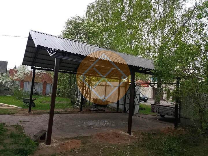двускатный навес из профлиста