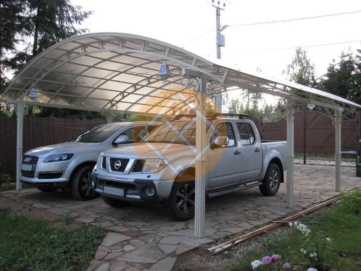 навес с ковкой для двух авто