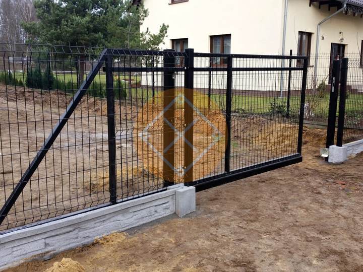 металлические откатные ворота из 3D сетки